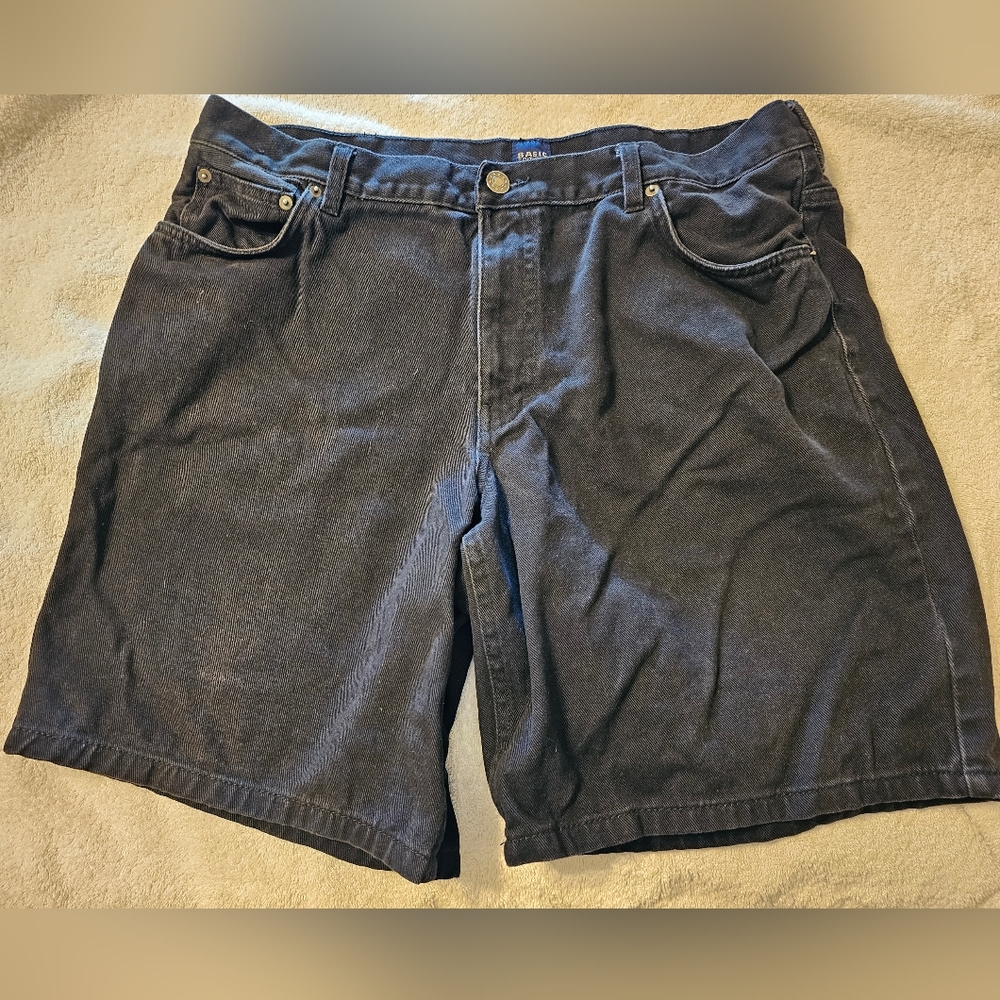 Mens Sz 38 BASIC EDITION Black Denim Shorts